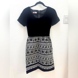 Vintage MOD Print Cocktail Party Black and White Dress